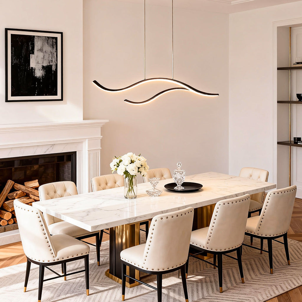Curved LED Pendant Light Wavy LED Metal Ceiling Light