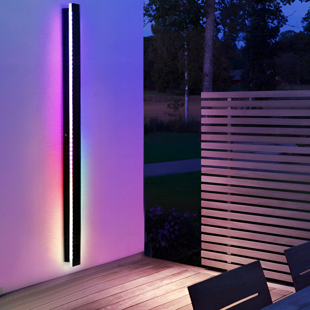 Outdoor Black Linear LED Wall Light with Integrated Strip