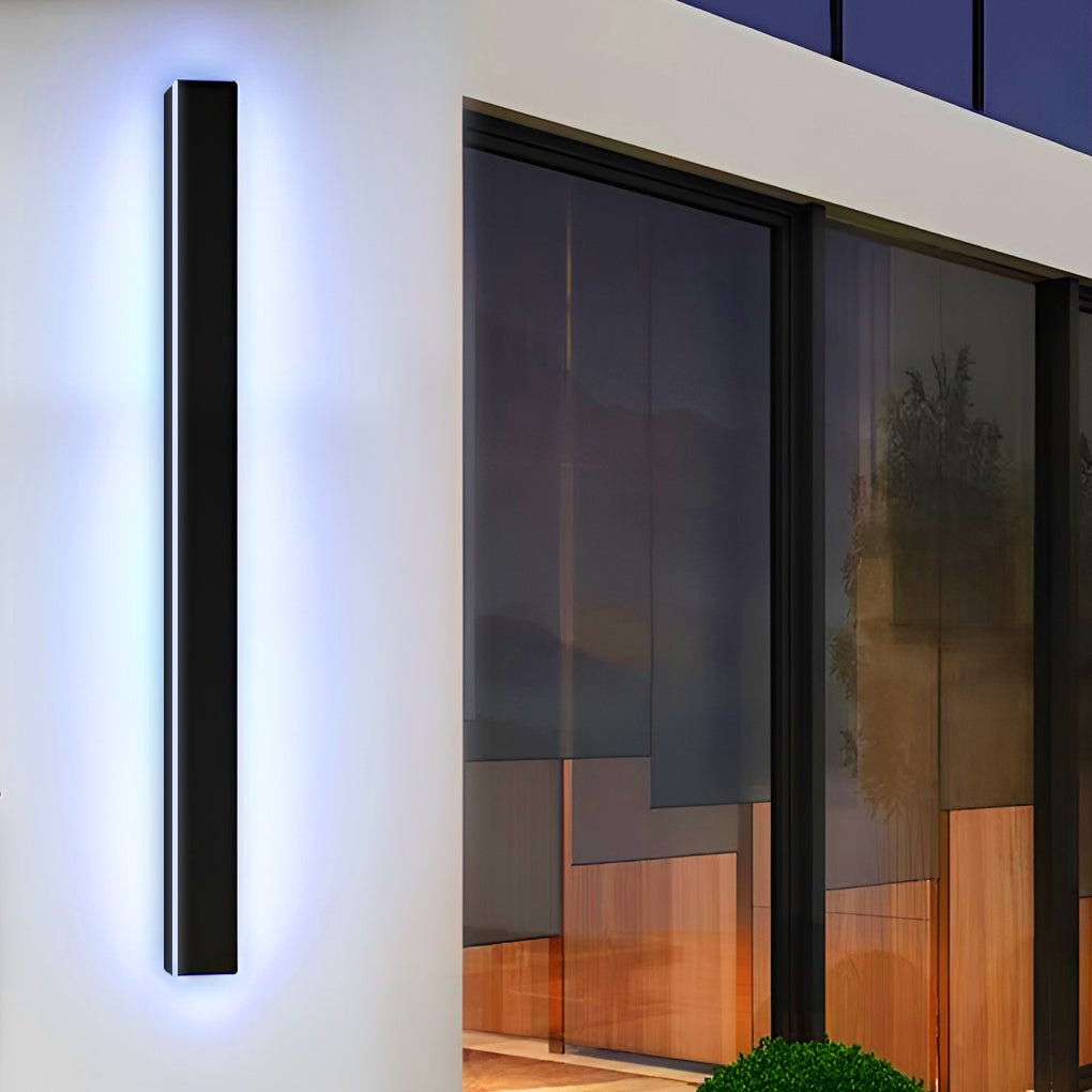 Outdoor Black Linear LED Wall Light with Integrated Strip