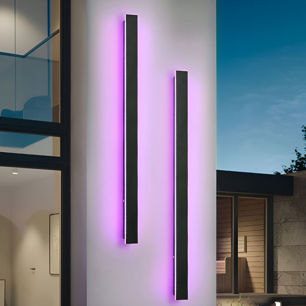 Outdoor Black Linear LED Wall Light with Integrated Strip