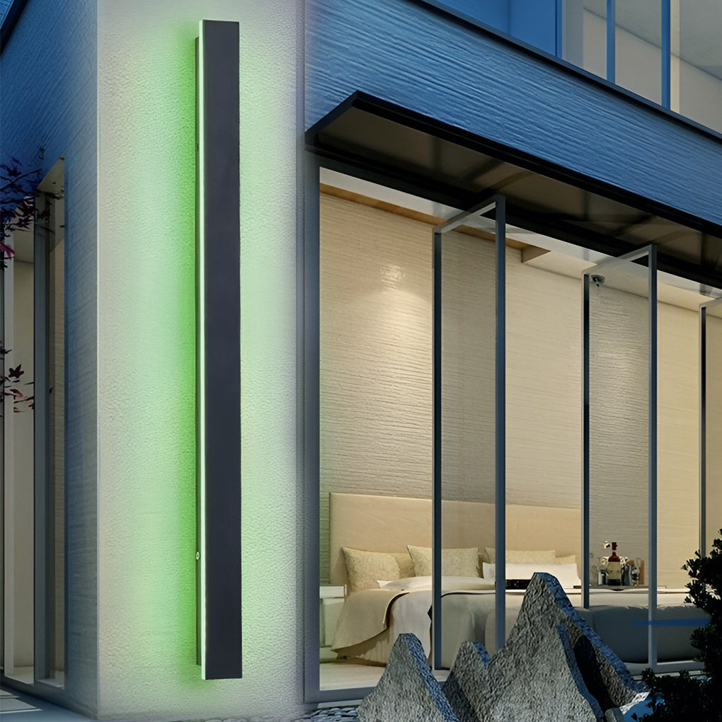 Outdoor Black Linear LED Wall Light with Integrated Strip