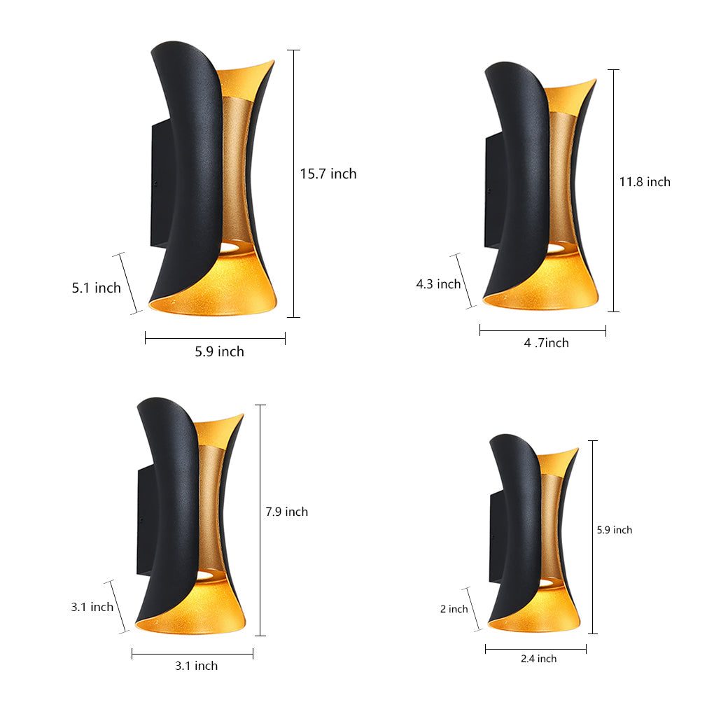 Up Down Lighting Wall Lights Modern Curved LED Waterproof Light