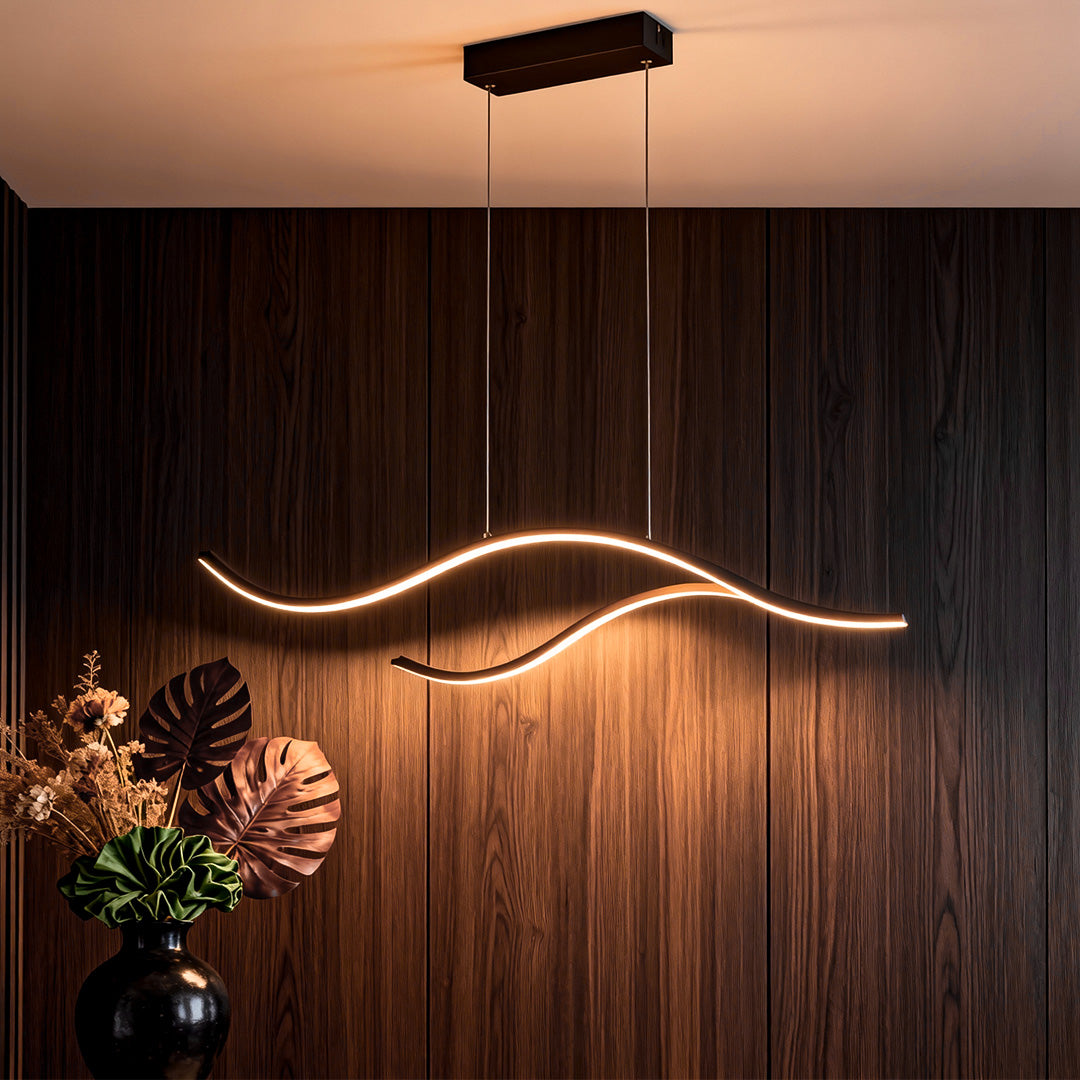 Curved LED Pendant Light Wavy LED Metal Ceiling Light