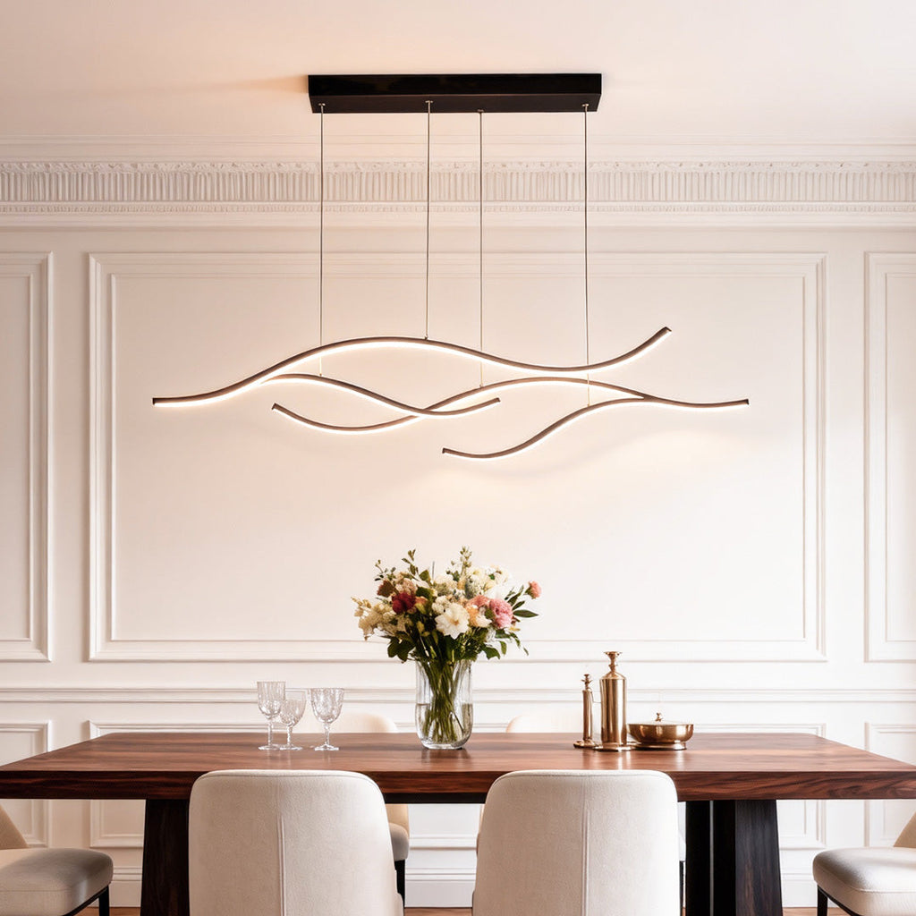 Curved LED Pendant Light Wavy LED Metal Ceiling Light
